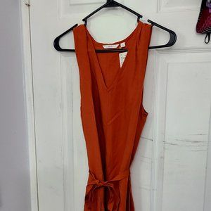 UNIQLO A-Line Orange Midi Dress